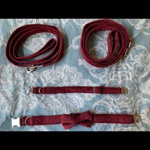 Burgundy Velvet Dog Collars & Leashes